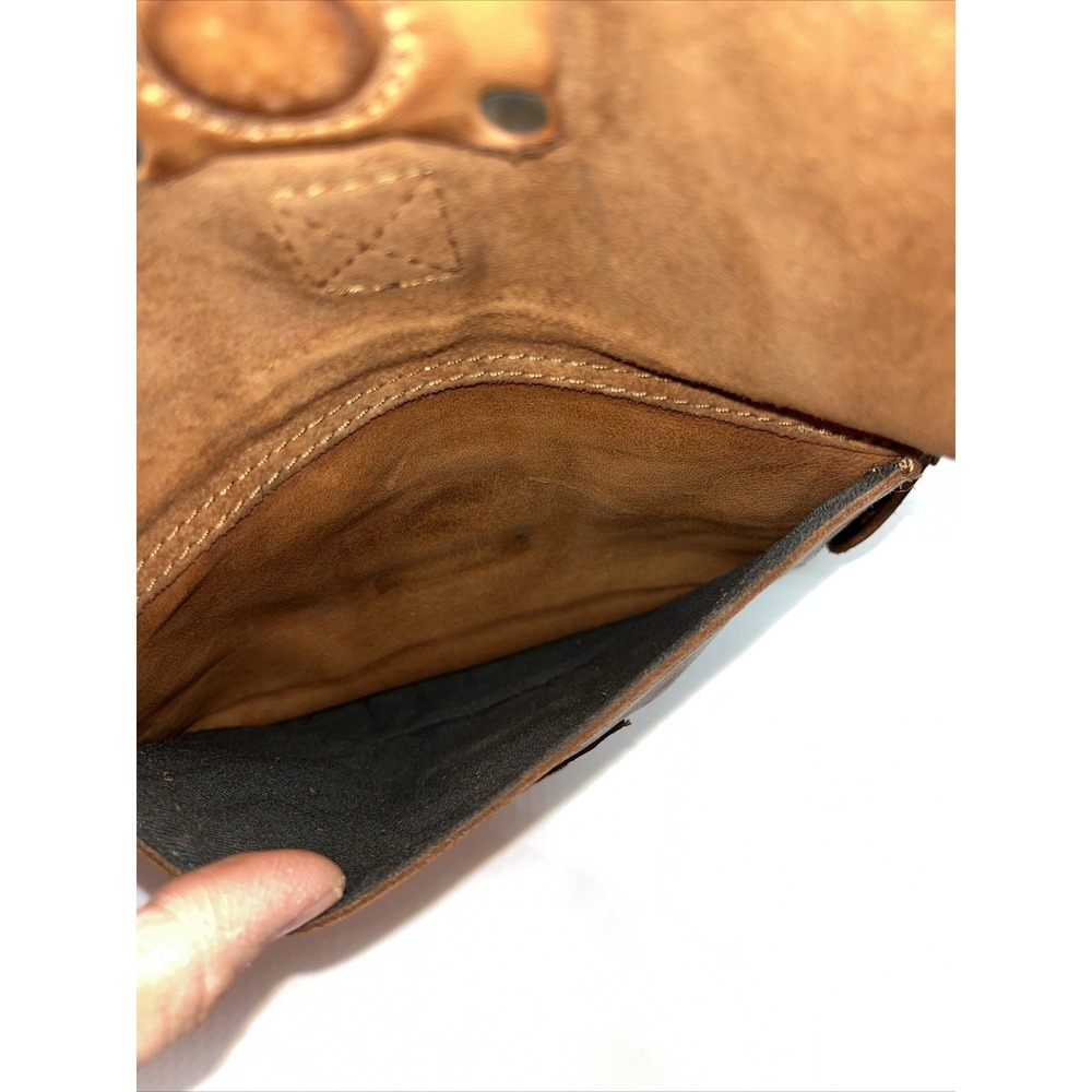 Harbour 2nd Genuine Leather Cognac Brown Zip Top Crossbody Flap Purse - Picture 8 of 16